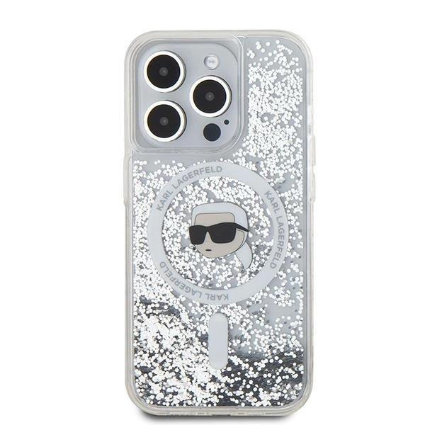 Karl Lagerfeld Liquid Glitter Karl Head Case with MagSafe for iPhone 15 Pro 6.1" Clear - KLHMP15LLGKISGH