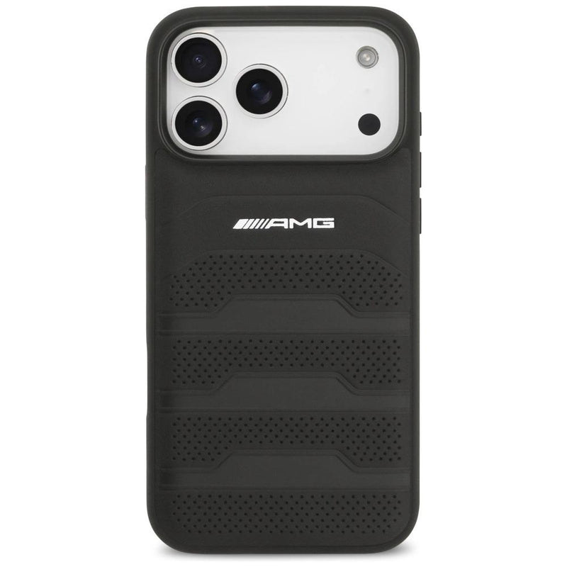 AMG Leather Debossed Lines Logo Case for iPhone 17 Pro Max 6.9" Black - AMHCP17XGSEBK