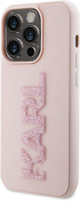 Karl Lagerfeld 3D Rubber Glitter Logo Case for iphone 15 Pro Max 6.7" Pink - KLHCP15X3DMBKCP