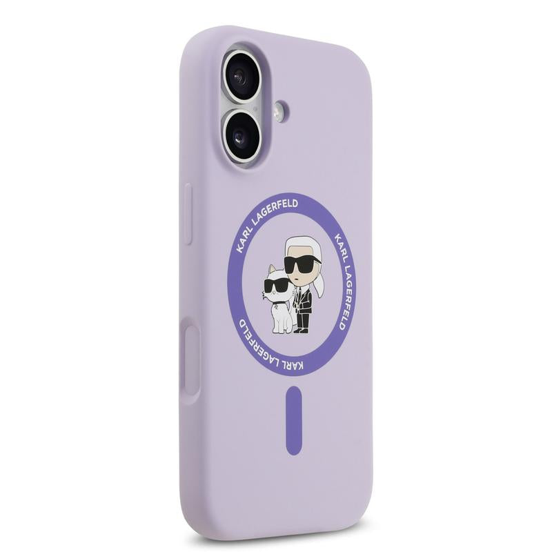 Karl Lagerfeld Liquid Silicone Karl and Choupette Case with MagSafe for iPhone 17 6.3" Purple - KLHMP17SSCMKCRHU