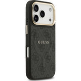 Guess PU Leather 4G Gold Frame Case with MagSafe for iPhone 17 Pro 6.3" Black -GUHMP17LP4MSEGCK