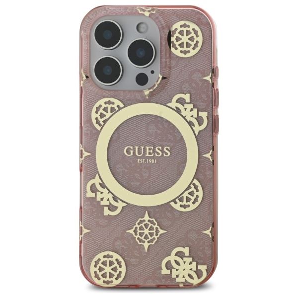 Guess IML Peony On 4G Background Case with MagSafe for iPhone 16 Pro 6.3" Pink - GUHMP16LH4PYEEP