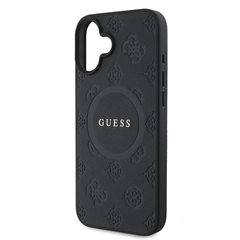 Guess Saffiano Peony Classic Logo Case with MagSafe for iPhone 16 6.1" Black - GUHMP16SAPSMEK