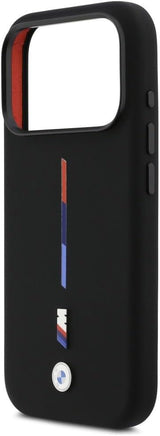 BMW M Series Silicone Tricolor Line Case with MagSafe for iPhone 17 Pro 6.3" Black - BMHMP17L25SITMIK