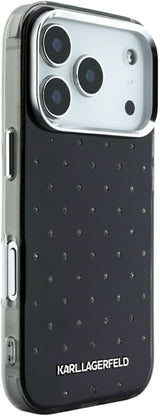 Karl Lagerfeld IML Rhinestones Allover and Electroplated Logo Case for iPhone 17/18 Pro 6.3" Black - KLHCP18L6HCRDKLK