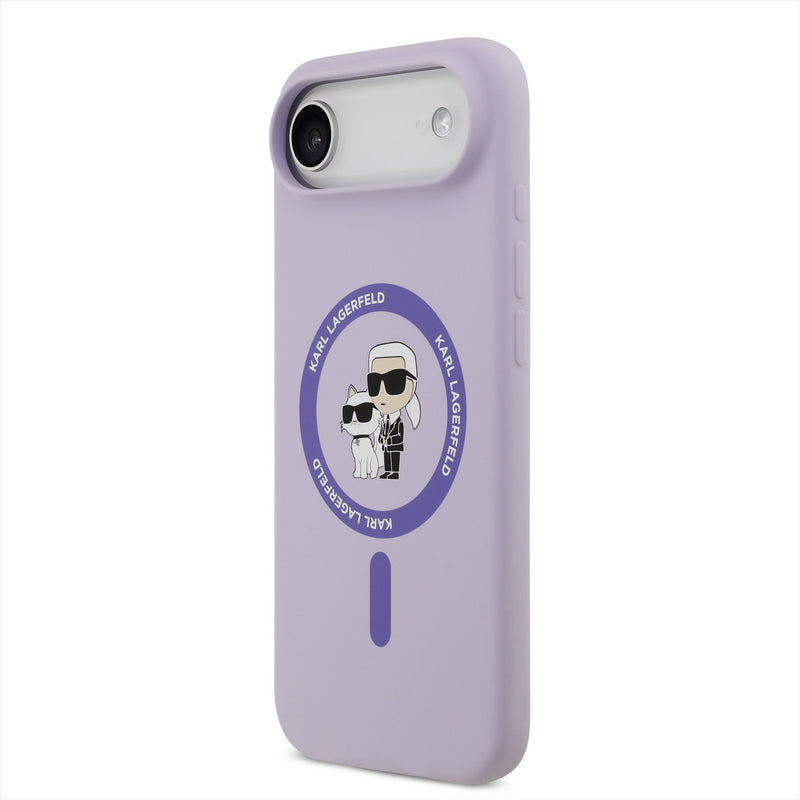 Karl Lagerfeld Liquid Silicone Karl and Choupette Case with MagSafe for iPhone 17 Air 6.5" Purple - KLHMP17MSCMKCRHU
