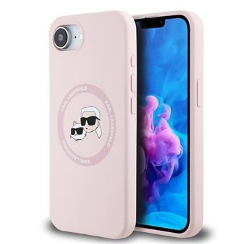 Karl Lagerfeld Liquid Silicone Karl and Choupette Head Case with MagSafe for iPhone 16e 6.1" Pink - KLHMPSE4SKCHTCP