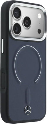 Mercedes Benz Leather Case with 3D MagSafe for iPhone 17 Pro 6.3" Navy Blue - MEHMP17L25PEMMOV