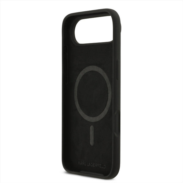 Karl Lagerfeld Liquid Silicone Karl and Choupette Sketch Case with MagSafe for iPhone 17 Air 6.5" Black - KLHMP17MSKCGRGOK