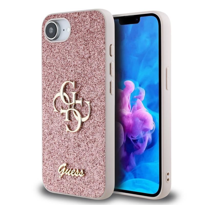 Guess PU Fixed Glitter 4G Metal Logo Case for iPhone 16e 6.1" Pink -  GUHCPSE4HG4SGP