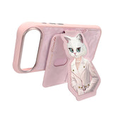Nimmy White Cat Magnetic Combo Case with Detachable MagSafe Card Holder Stand for iPhone 17 Air 6.5" Pink - N-CXMC-KTZH-IP17-AIR-04