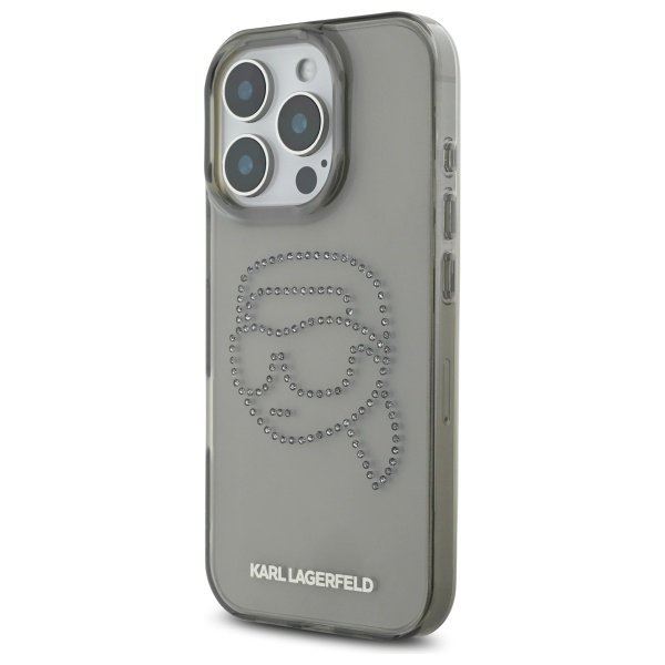 Karl Lagerfeld IML Rhinestones Karl Head Case for iPhone 16 Pro Max 6.9" Black - KLHCP16XHKHDCELK