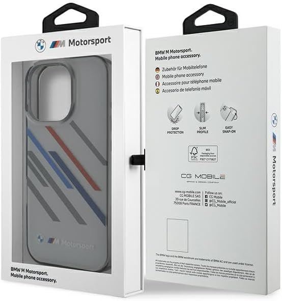 BMW Motorsport IML Random Stripes Case for iPhone 16 Pro 6.3" Grey - BMHCP16L23HTRAG