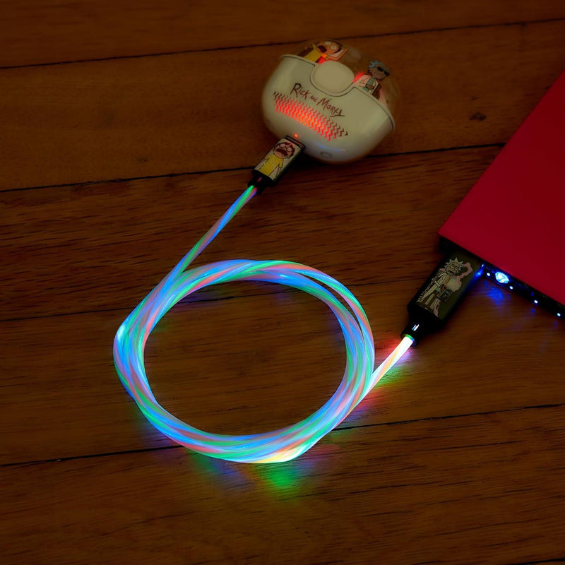Rick & Morty 1.2m USB A to C Charging Cable with Flowing Light Shock - CBRM-ACLI-SHOCK
