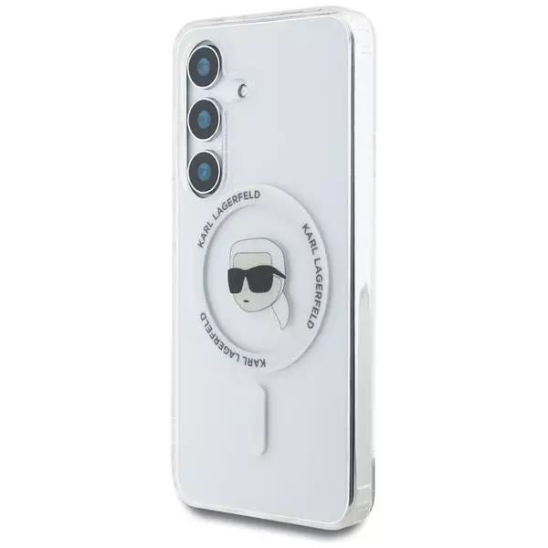 Karl Lagerfeld Button Karl Head Printed Logo Case with MagSafe for Samsung Galaxy S25 6.2" Clear - KLHMS25SHLSKIH