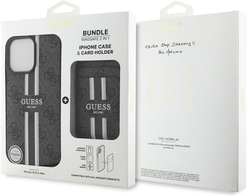 Guess 4G Stripes Case with MagSafe Wallet for iPhone 16 Pro Max 6.9" Black - GUBPHCP16XP4RPSK