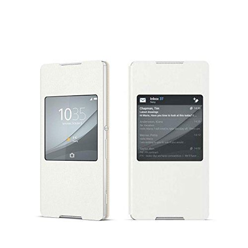 Sony Mobile Flip Folio Smart Style Window Case Cover for Sony Xperia Z3+ - White