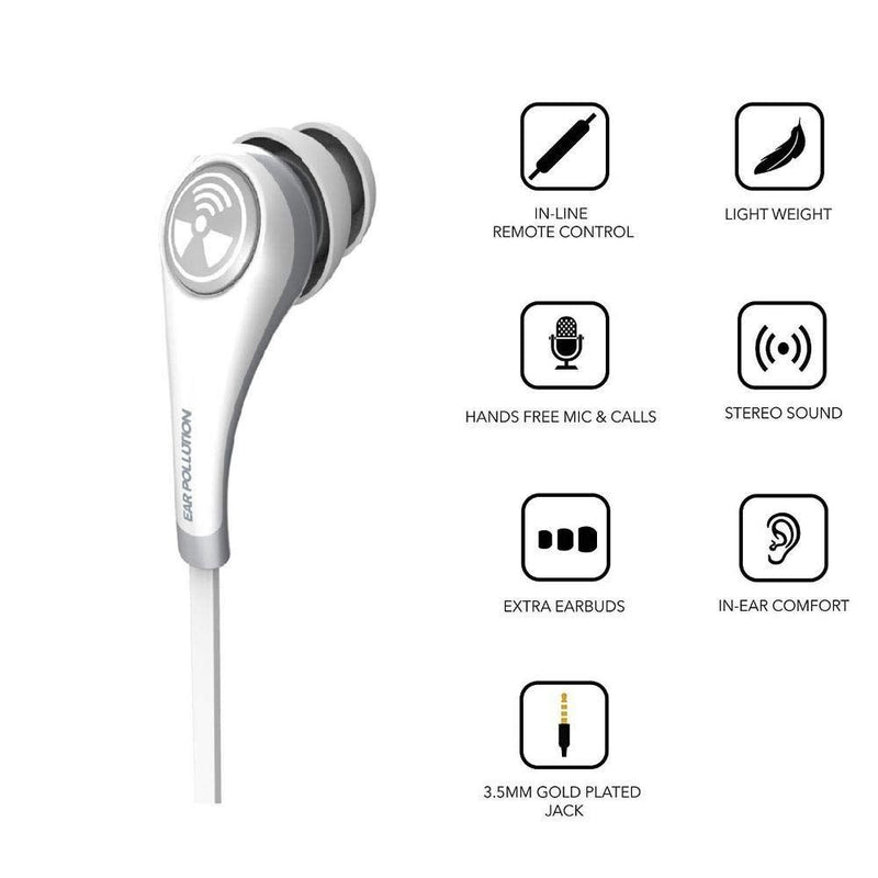 iFrogz Bolt + Ear Pollution Earphone White - IFBLTM-WH0