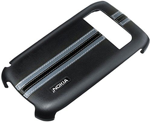 Nokia Plastic and Leather Hard Cover for Nokia E6 - Black/Grey