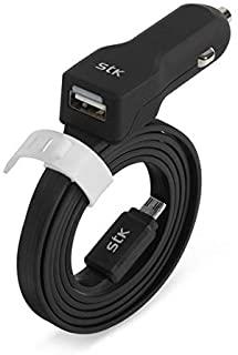 STK Noodle Lightning + USB Car Charger Black