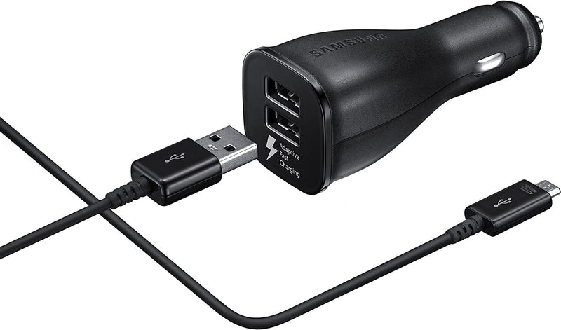 Samsung 15W Dual USB Car Charger with Micro USB Cable Black - EP-LN920BBEGWW