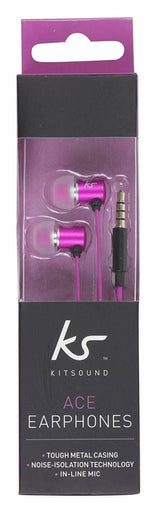 KitSound Ace In Ear Headphones Headset with Mic Pink KSACEMPI