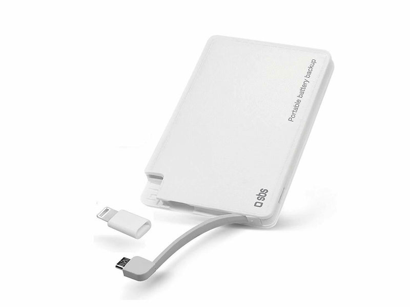 SBS Slim Portable White 3000 mAh Charger Power Bank TEBB3000LHW