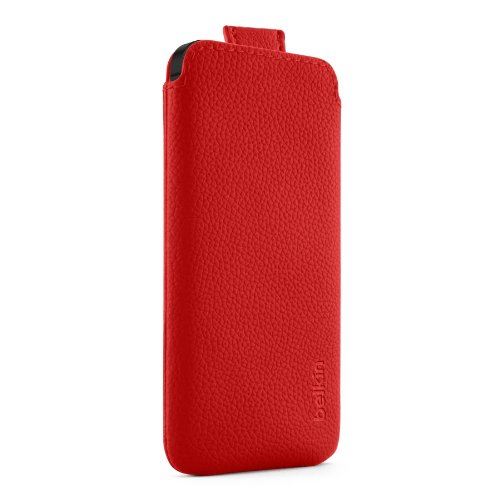 Genuine Belkin PU Leather Pocket Pouch Case iPhone 5 5S SE Red F8W123vfC01