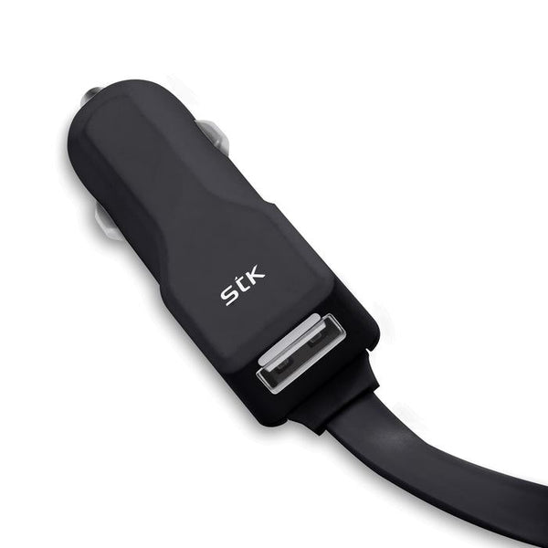 STK Noodle Lightning + USB Car Charger Black