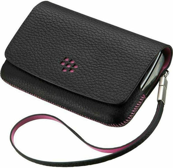 BlackBerry Torch 9800 Leather Folio Case Black with Pink ACC-32839-201