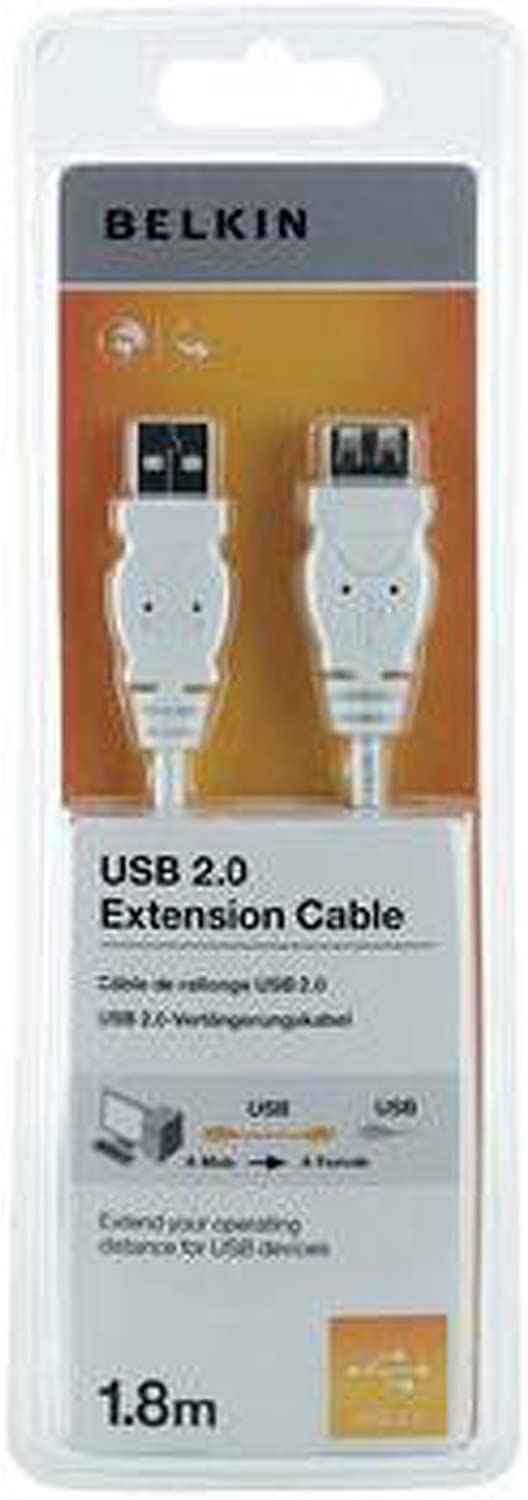 Belkin 1.8M White USB 2.0 4 Pin USB Type A Extension Cable - F3U153cp1.8MWHT