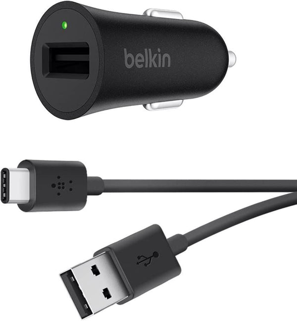 Belkin 18W Boost Charge USB Car Charger with 1.2M USB A to C Cable - BLK