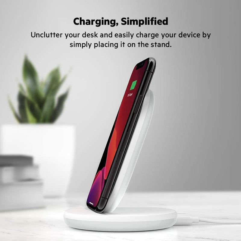 Belkin 15W Qi Wireless Charging Stand with UK Plug White - WIB002myWH