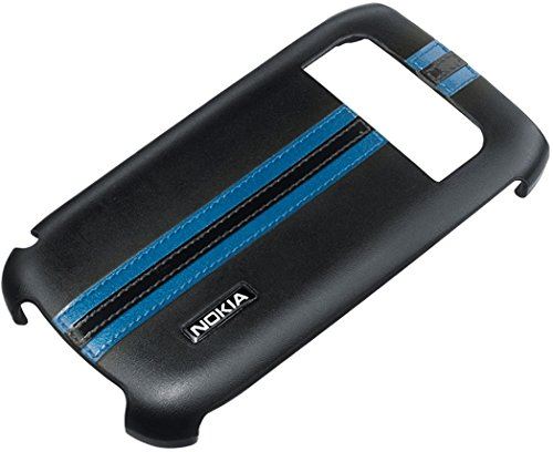 Nokia Plastic and Leather Hard Cover for Nokia E6 - Black/Blue