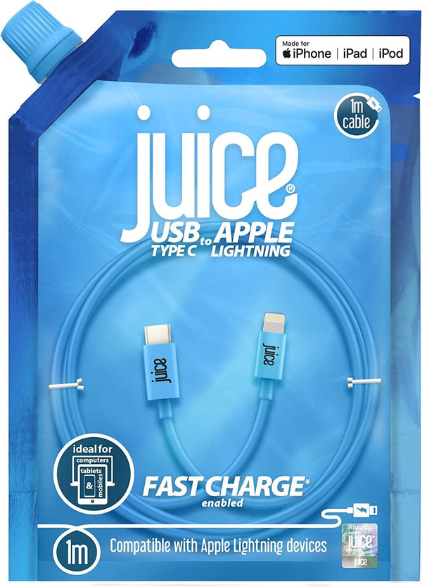 Juice 1M Blue USB C to Lightning Cable - JUSCABLE-LIGHT-TYPEC-1M-RND-XRBLU